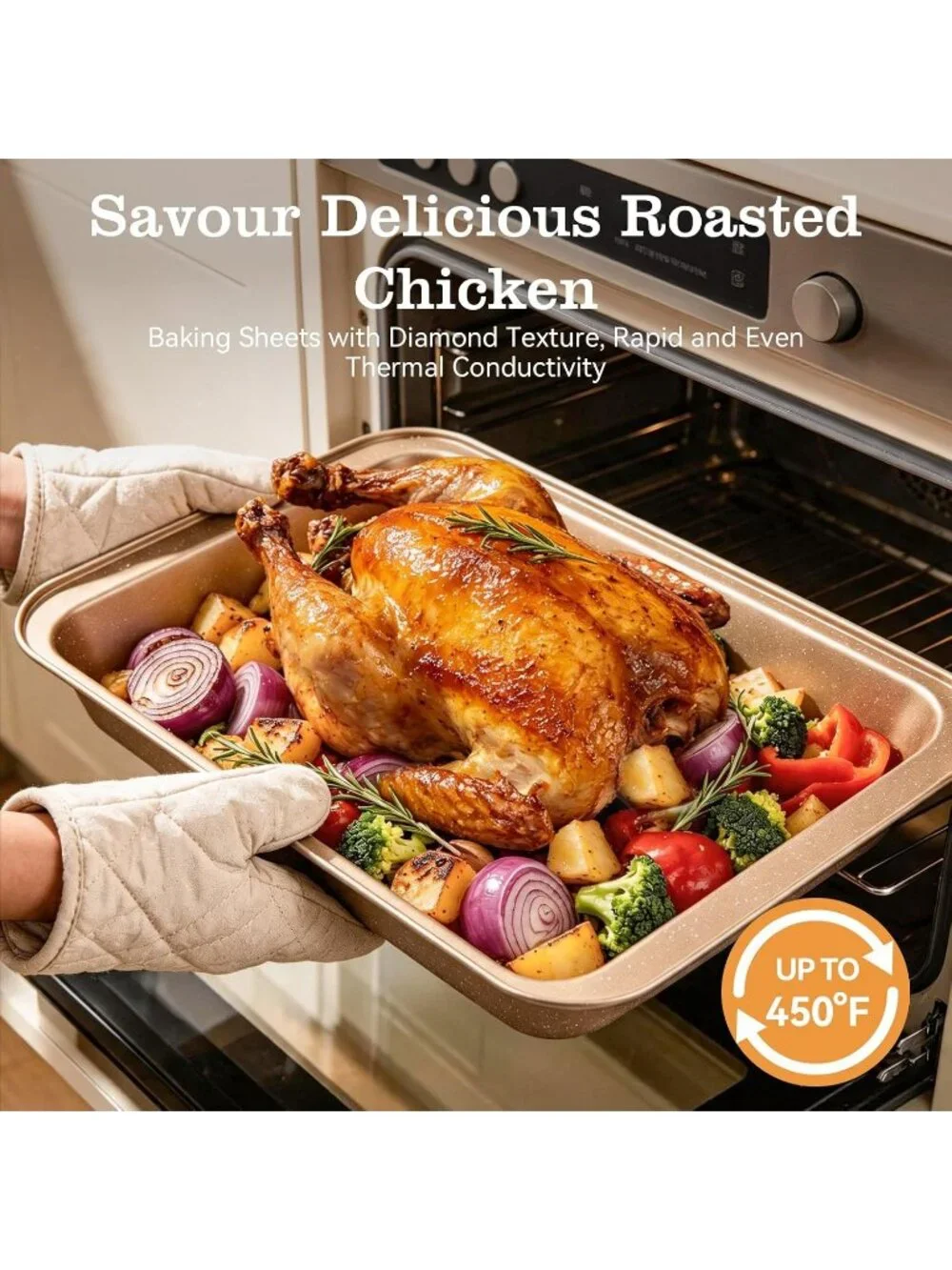 25-Picec Gold Nonstick Baking Pans Set, High-Carbon Steel for Kitchen Bakeware